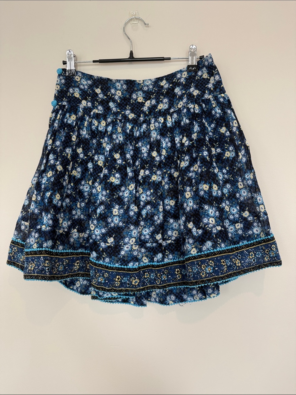 Poupette St. Barth Navy Blue Floral Tiered Skirt